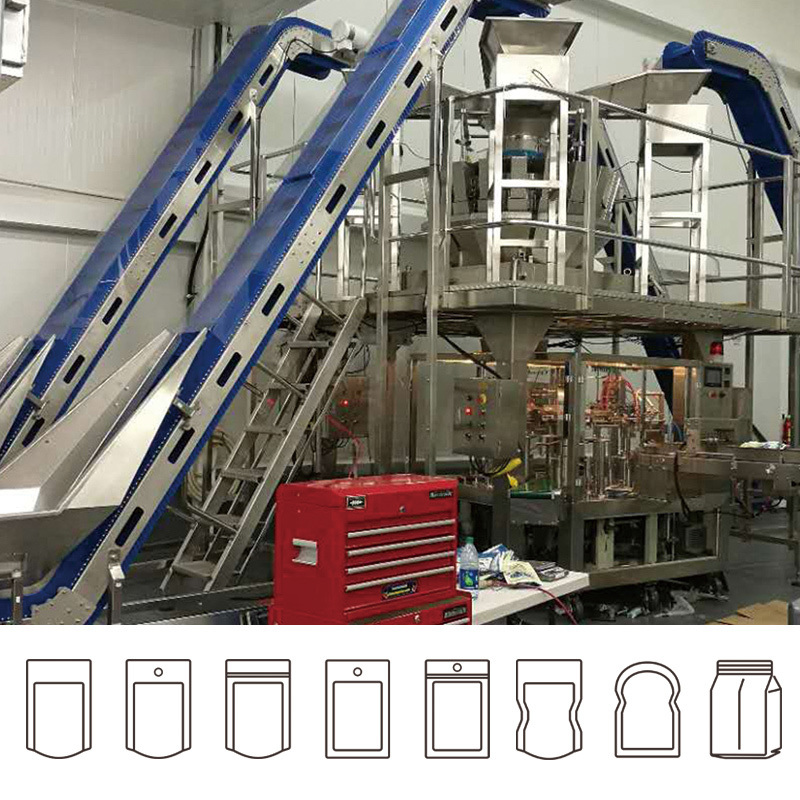 Полностью автоматические закуски Саксеты упаковочная машина закуска Продовольствие Картофельные чипсы Поп-корн Азотный промывный Doypack упаковочная машина