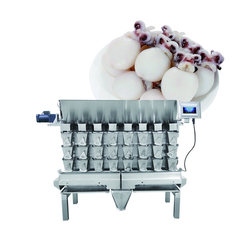 50g-2000g 3-layer 8 Head Fresh Food Weigher Shark Fin Pillow Bag Weighing and Packaging Machine