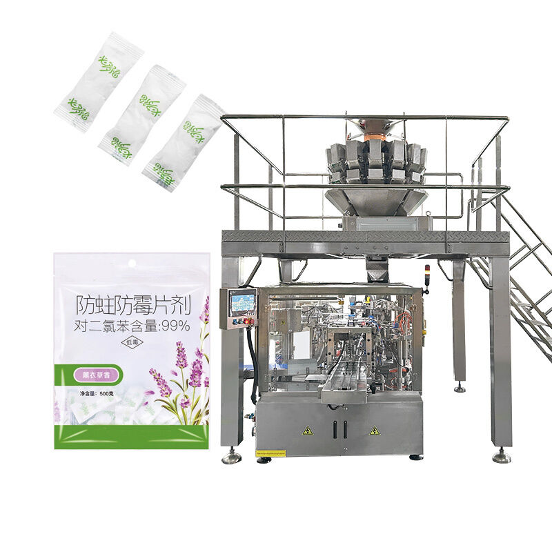VFFS Packaging Machine For Desiccant Tablets Premade Pouch Packing Machine With Multihead Weigher