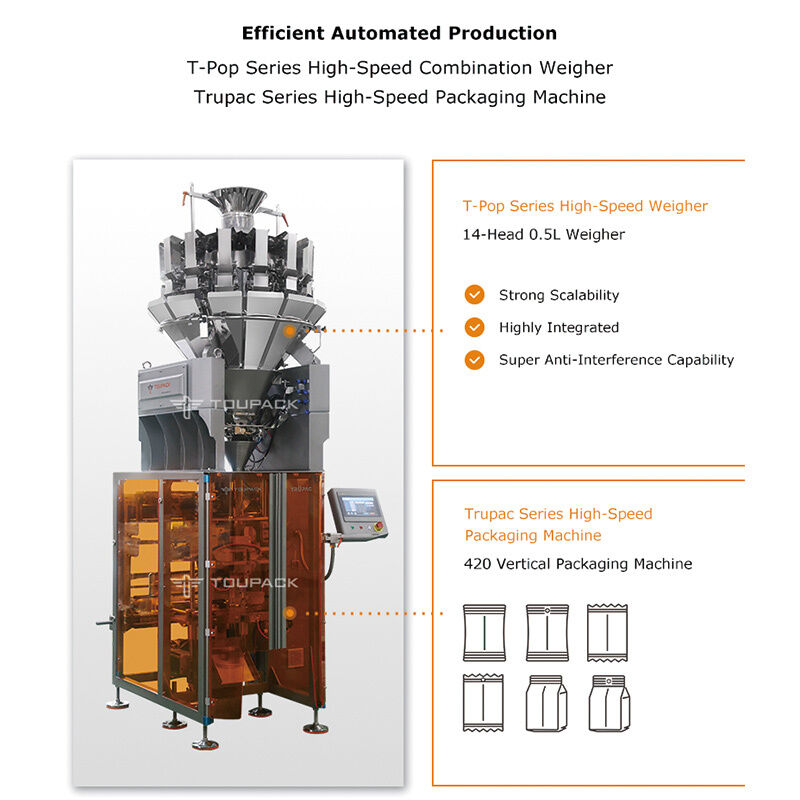 Высокоскоростная автоматическая упаковочная машина для взвешивания закусок, орехов, гранул 5-200 г с цифровым датчиком 20-200 пакетов/мин Решение для упаковки пищевых продуктов