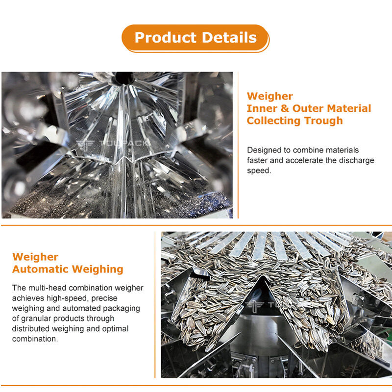 Автоматическая упаковочная машина для взвешивания закусок, орехов, гранул 5-200 г, высокоскоростное оборудование для упаковки пищевых продуктов