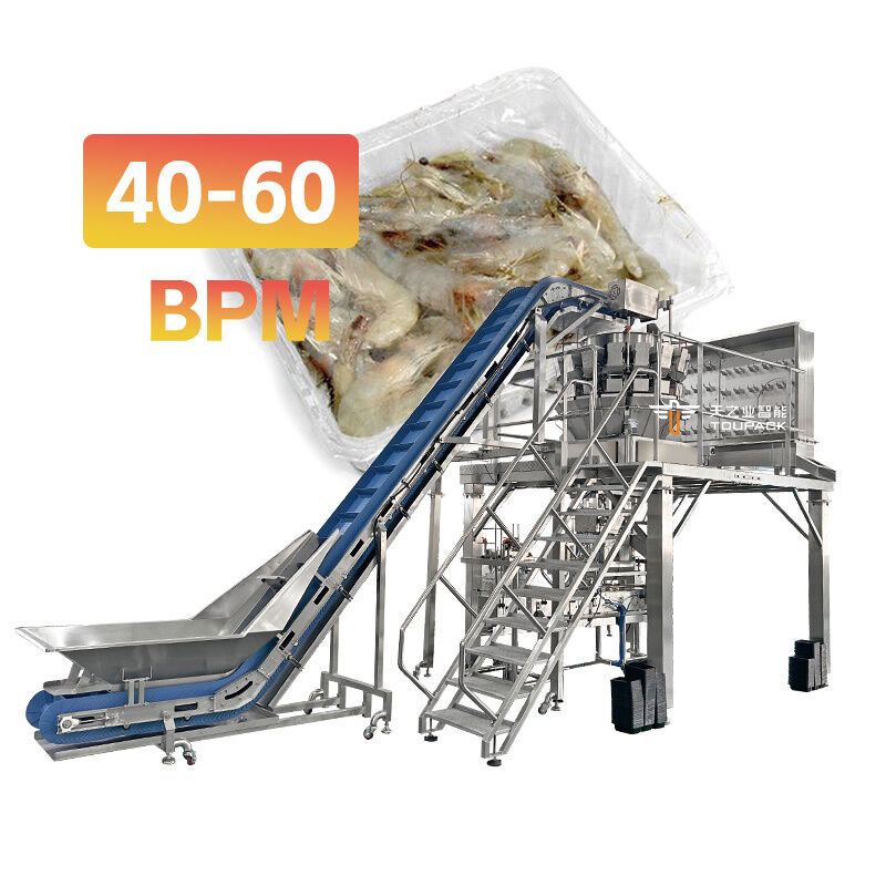 All-in-One Automated Tray Denesting & Filling Line with High-Precision Screw Multihead Weigher for Sticky Meat