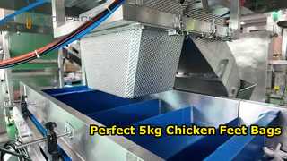 Автоматическая линия для взвешивания и упаковки куриных ножек (мешки по 5 кг)